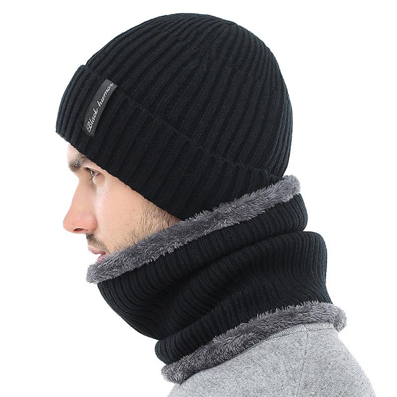Men's Winter Beanies Scarf Knitted Hat
