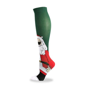 Autumn Winter Compression Stockings Christmas Cartoon Shaping Solid Snowman Exercise Leg Muscle Pressure Soothing Women Men Sock