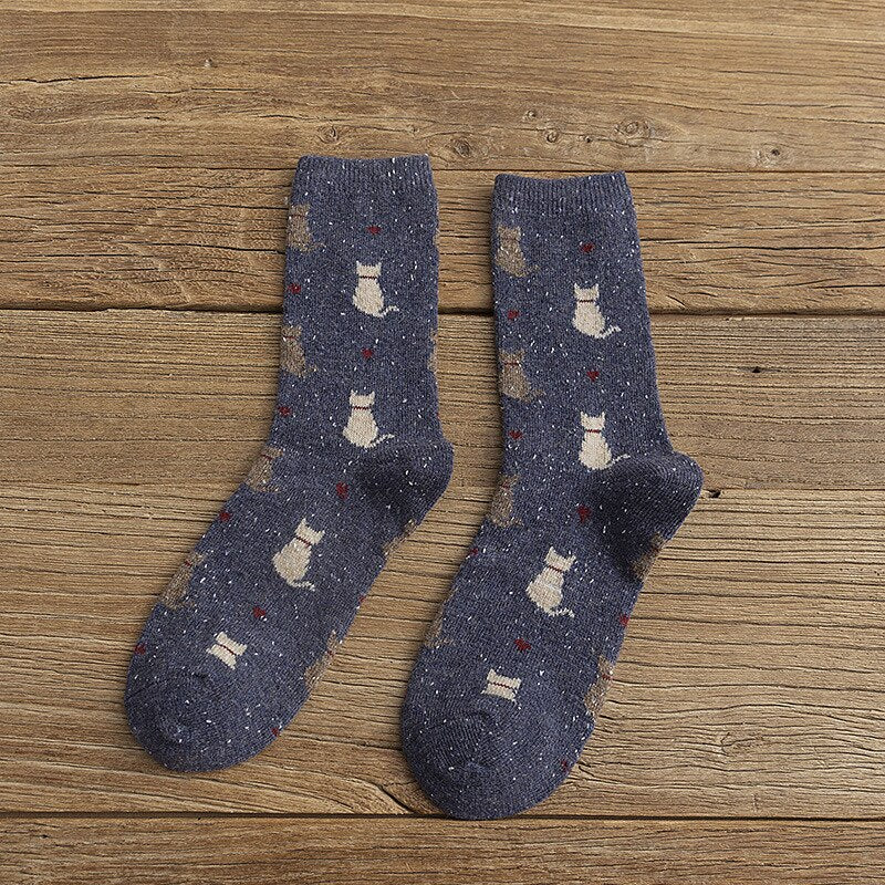 Autumn and Winter New Style Japanese Cute Socks Korean Cat Harajuku Socks Women Woool  Kawaii Thicken Cute Socks