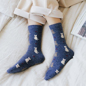 Autumn and Winter New Style Japanese Cute Socks Korean Cat Harajuku Socks Women Woool  Kawaii Thicken Cute Socks