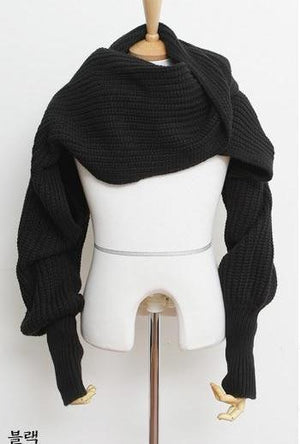 HOT SALE-Crochet Sweater-Scarf With Sleeves