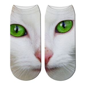 New Design 3D Printed Women Winter Christmas Socks Funny Creative Pet Cat Face Unisex Cotton Harajuku Ankle Socks Children Gift