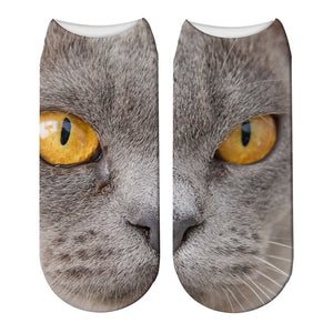 New Design 3D Printed Women Winter Christmas Socks Funny Creative Pet Cat Face Unisex Cotton Harajuku Ankle Socks Children Gift