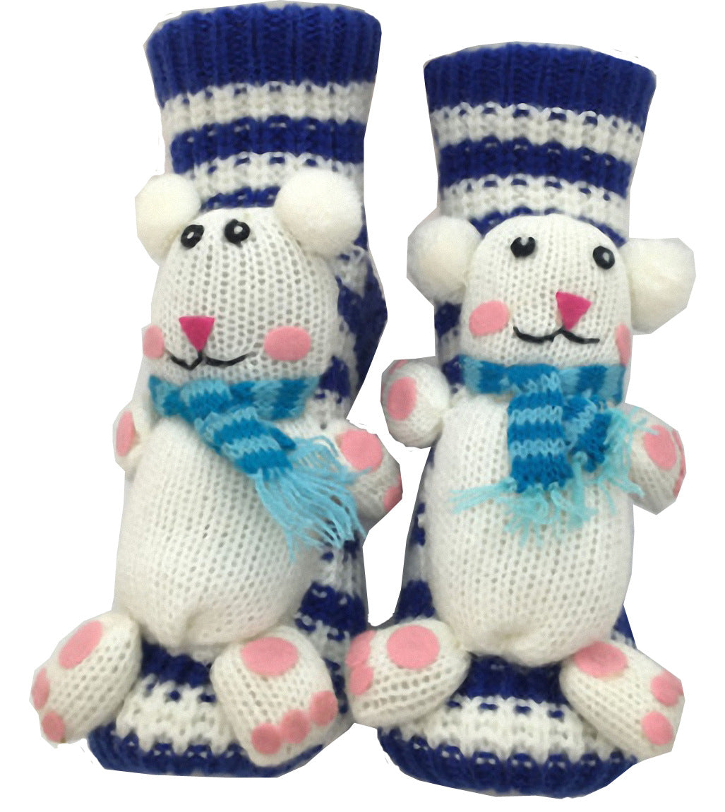 3D Cartoon Animal Funny Woolen Knit Socks Thickened Winter Warm Socks