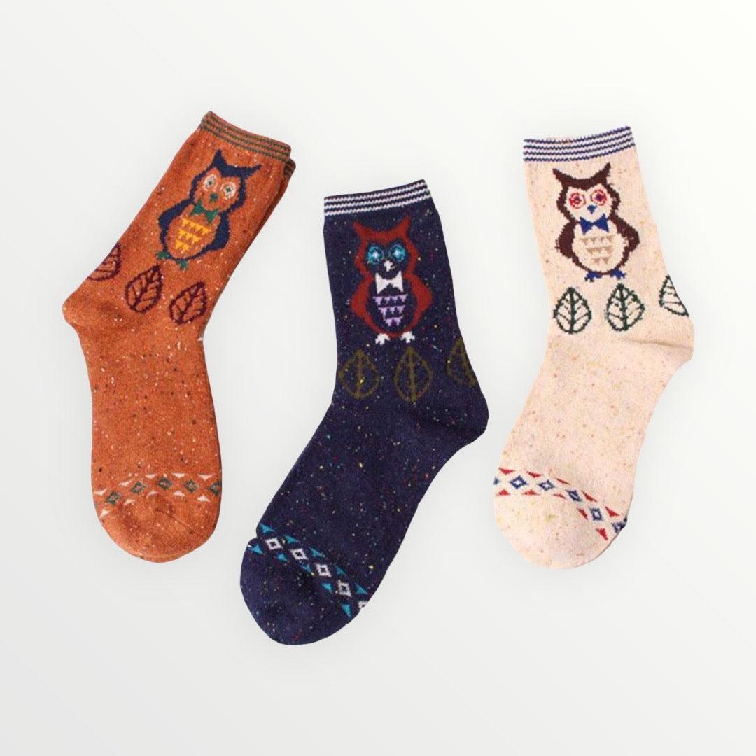 Forest Owl Lightweight  Wool Blend Socks