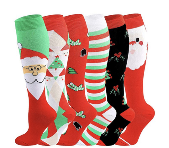 6 Pairs The Latest Christmas Compression Socks Support 20-30mmHg-For Men and Women-Workout And Recovery - Best Compression Socks Sale