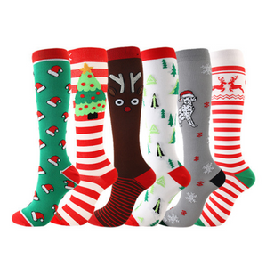 6 Pairs The Latest Christmas Compression Socks Support-For Men and Women-Workout And Recovery - Best Compression Socks Sale