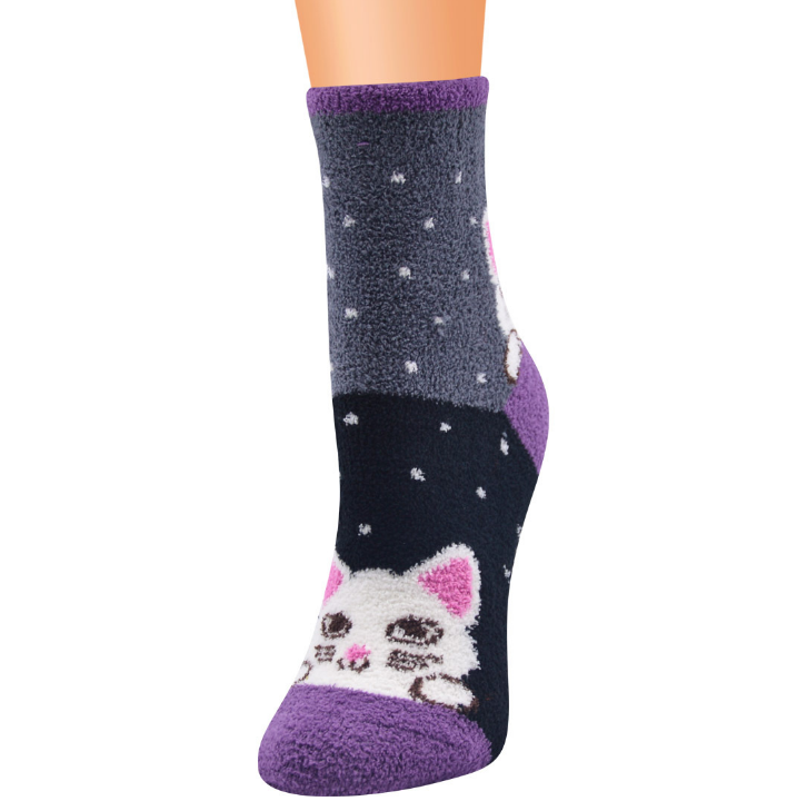 Cute Cat Socks Women Coral Fleece Anti-slip Floor Socks Carpet - Best Compression Socks Sale