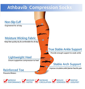 4 Pair halloween Compression Socks for Women Men Circulation, Knee High Compression Socks 15-20mmHg