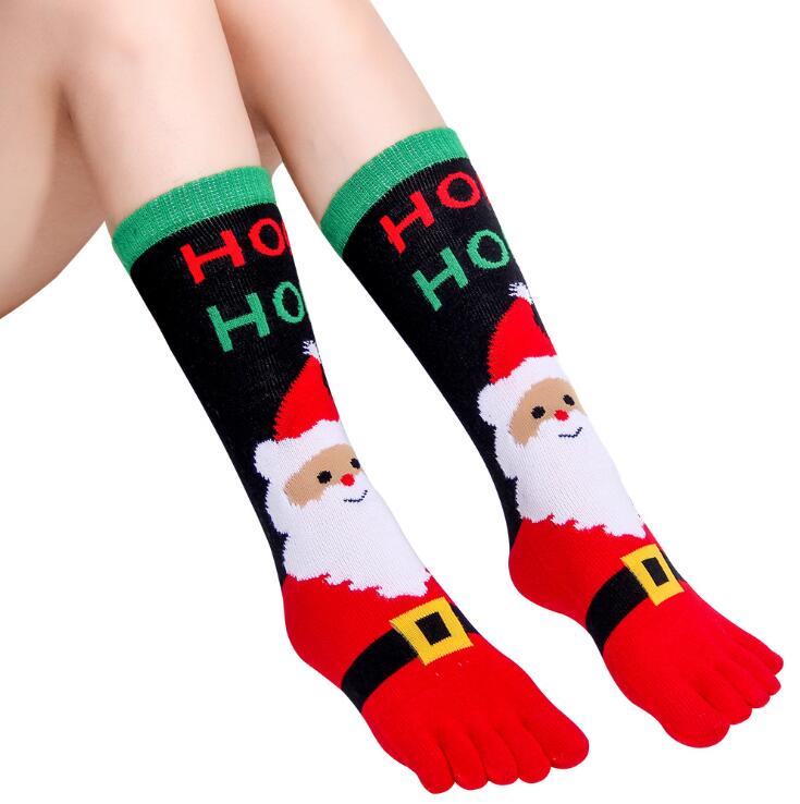 Five Toes Christmas Socks Winter Warm Stretchy Crew Socks（1/4/6 Pairs）