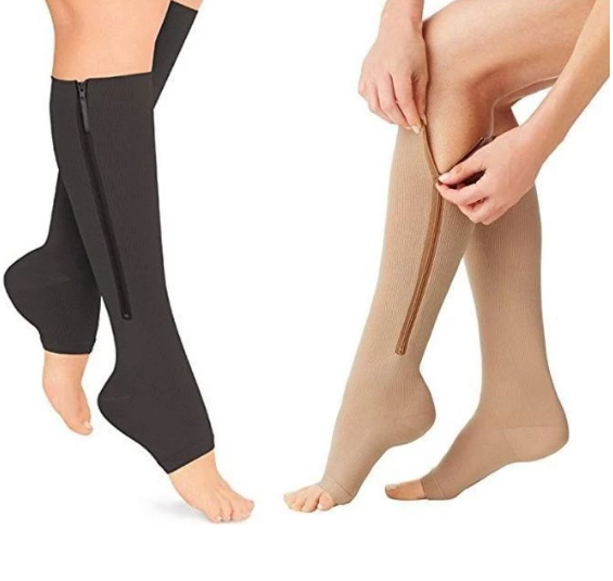 ROYALUCK Zippered Open Toe Compression Socks Support Stockings 20-30 mmHg