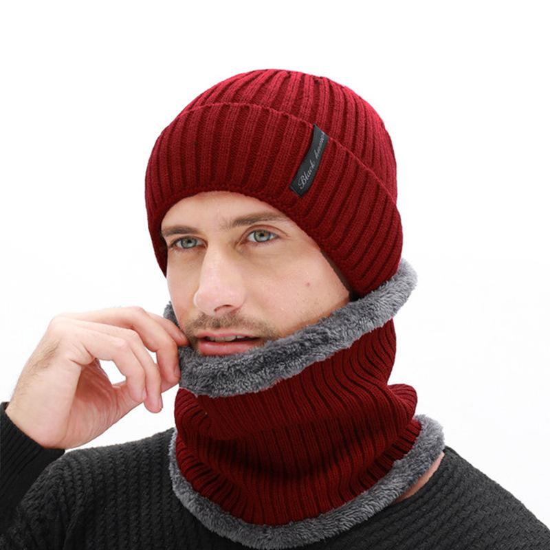 Men's Winter Beanies Scarf Knitted Hat