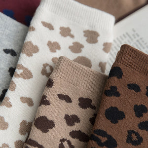 Spotted Leopard Print Women Socks Cotton Terry Tube Thickened Warm Socks