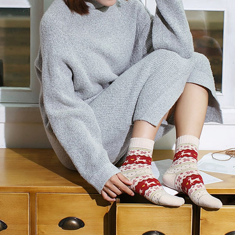 Winter Women Men Socks Christmas Gift Sock Cute Wool 3D Ladies Female Thermal Thicken Warm Happy Funny Sock New Year 2021