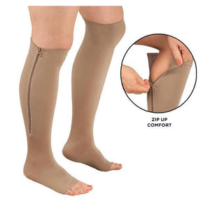 ROYALUCK Zippered Open Toe Compression Socks Support Stockings 20-30 mmHg