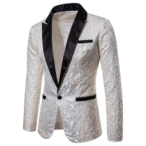 Men's Wedding Suit Coat Jacquard Single Button Pocket Lapel Suit