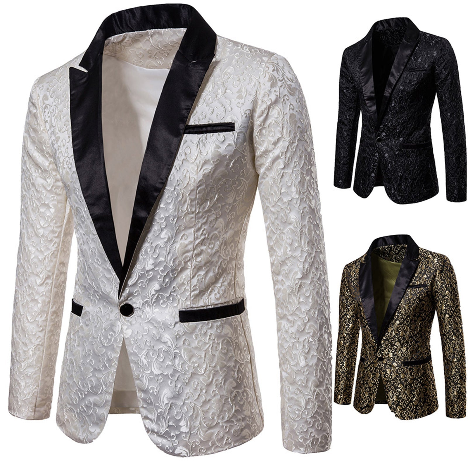 Men's Wedding Suit Coat Jacquard Single Button Pocket Lapel Suit