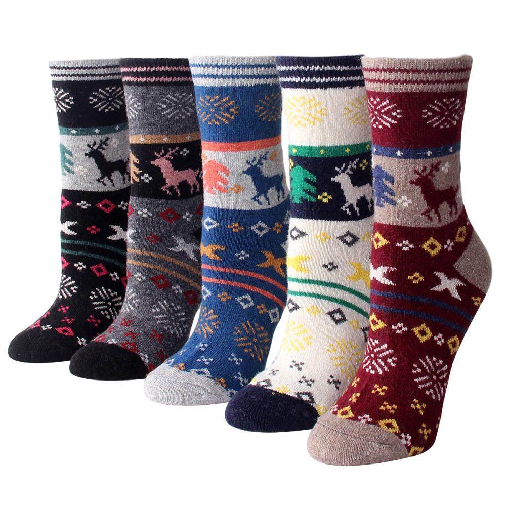 CHRISTMAS REINDEER COLORFUL WOOL SOCKS - Best Compression Socks Sale