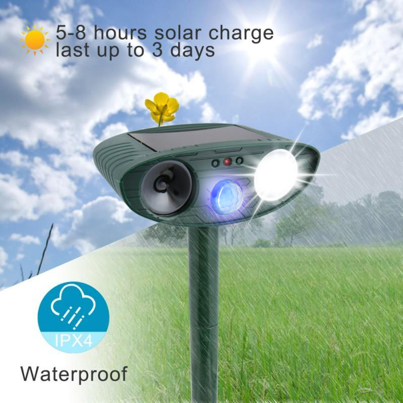 Ultrasonic Squirrel Repeller - Solar Powered - Get Rid of Squirrels in 48 Hours - CA