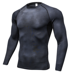 Long Sleeve Quick Dry Workout Running Shirt Compression Fitness Tops Breathable Gym Sport Shirts Men - Best Compression Socks Sale