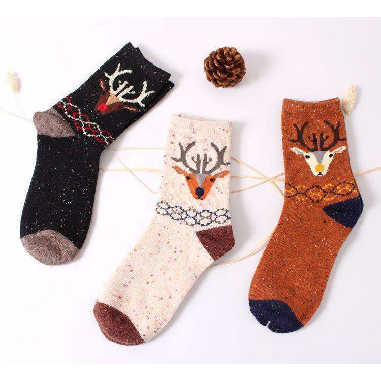 Forest Deer Lightweight Wool Blend Socks