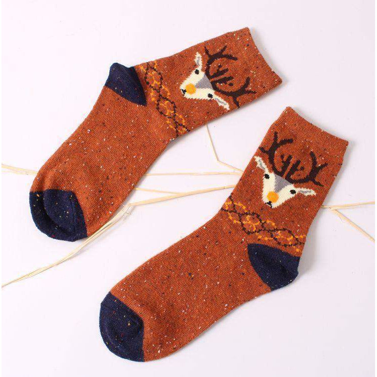 Forest Deer Lightweight Wool Blend Socks