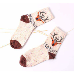 Forest Deer Lightweight Wool Blend Socks