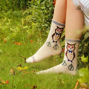 Forest Owl Lightweight  Wool Blend Socks