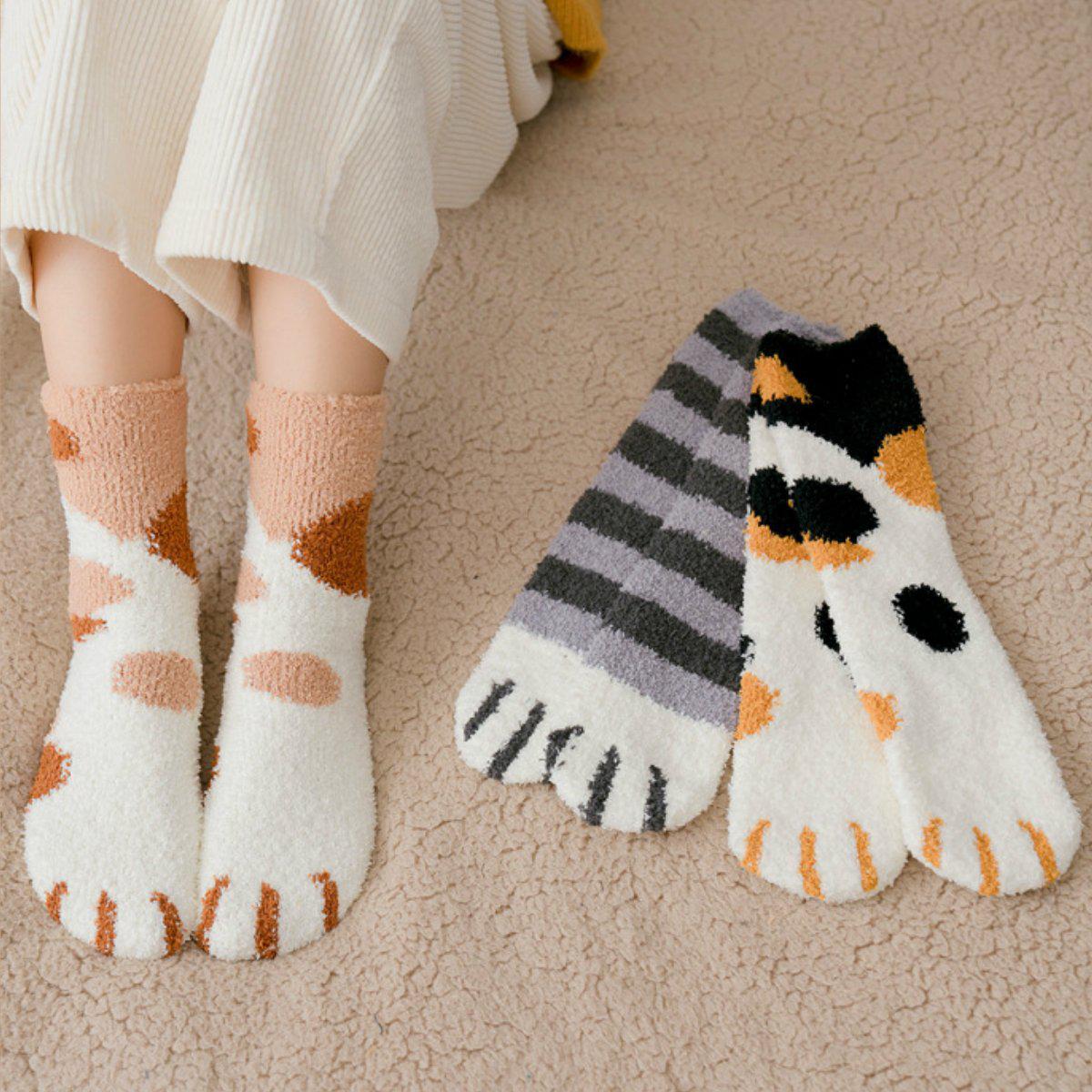 Fluffy Cat Paw Fuzzy Fleece Socks