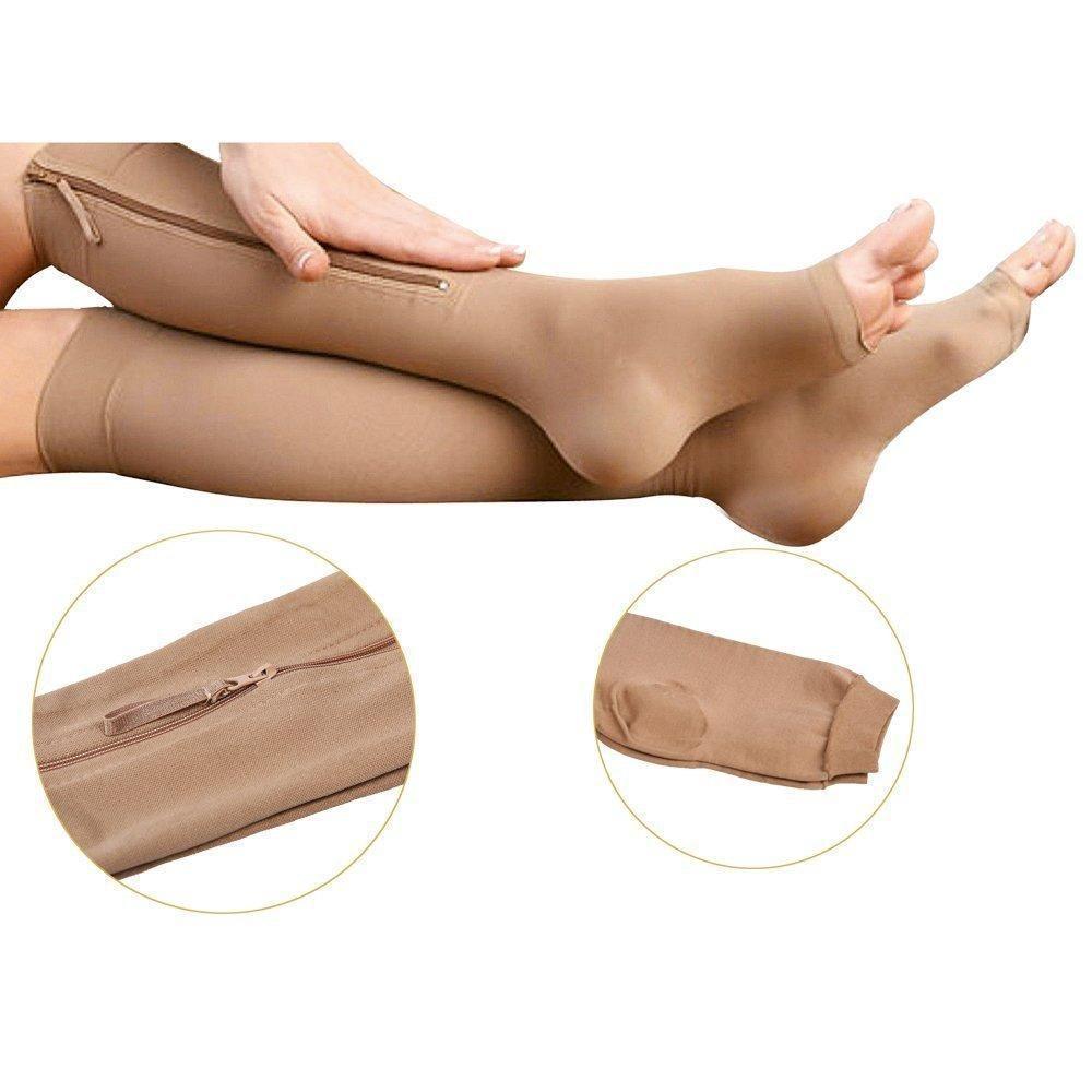 Copper Zipper Compression Socks - Zip Up Support Stockings ~ Easy to Wear!
