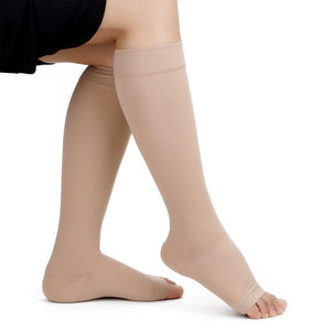 Open Toe Knee High Compression Socks - Easy to Put On Graduated Support Stockings