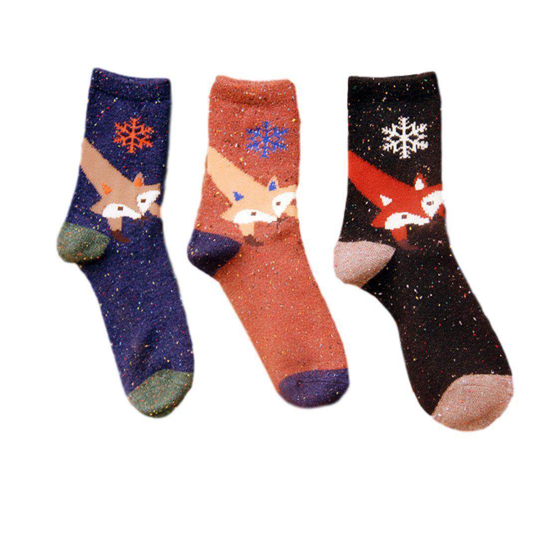 SNOWFLAKE FOX LIGHTWEIGHT WOOL BLEND SOCKS - Best Compression Socks Sale