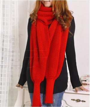 HOT SALE-Crochet Sweater-Scarf With Sleeves