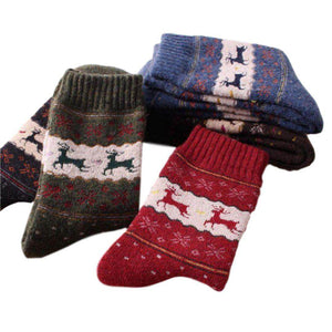 VINTAGE REINDEER ULTRA WARM WOOL BLEND SOCKS - Best Compression Socks Sale